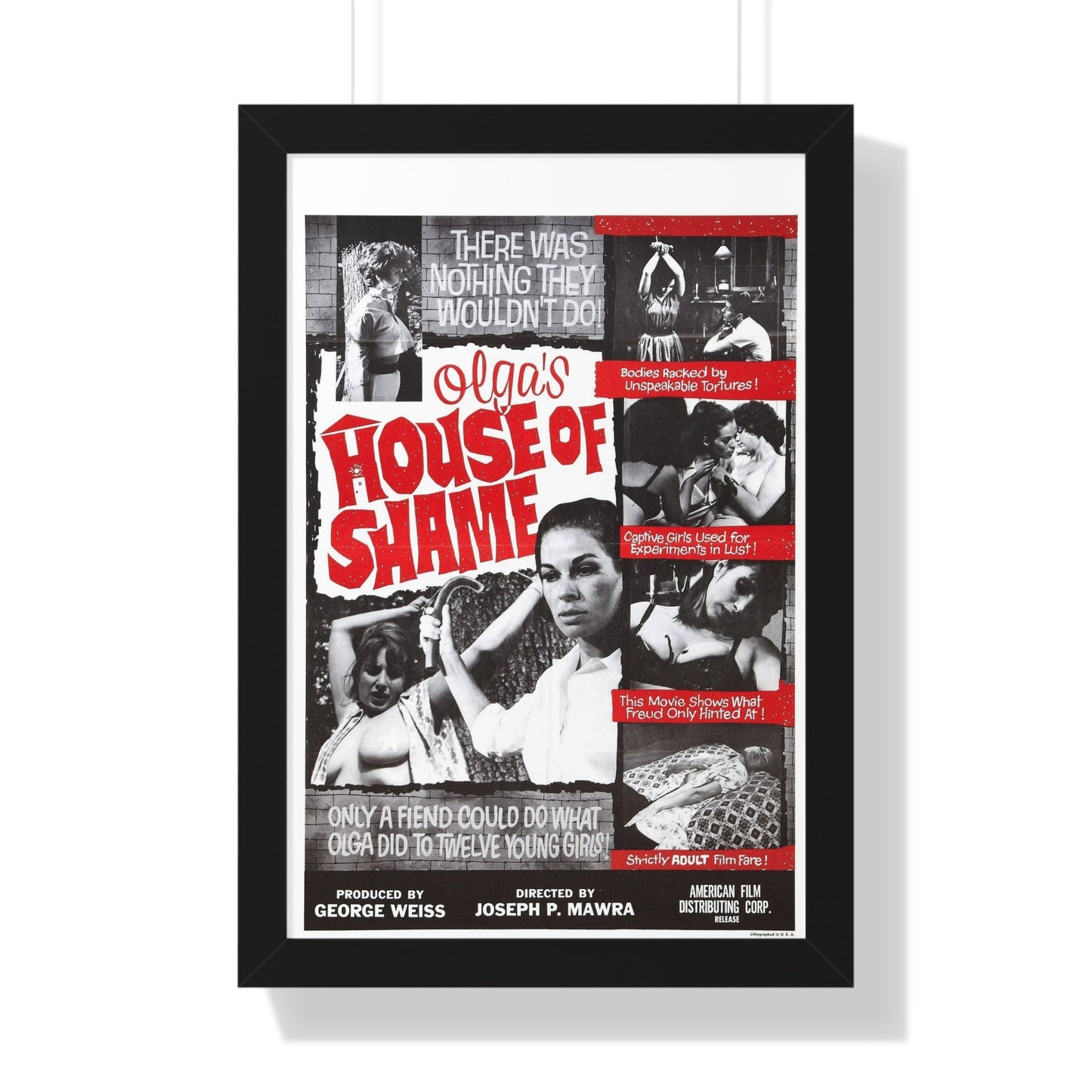 OLGA'S HOUSE OF SHAME 1964 - Framed Movie Poster-16″ x 24″-The Sticker Space