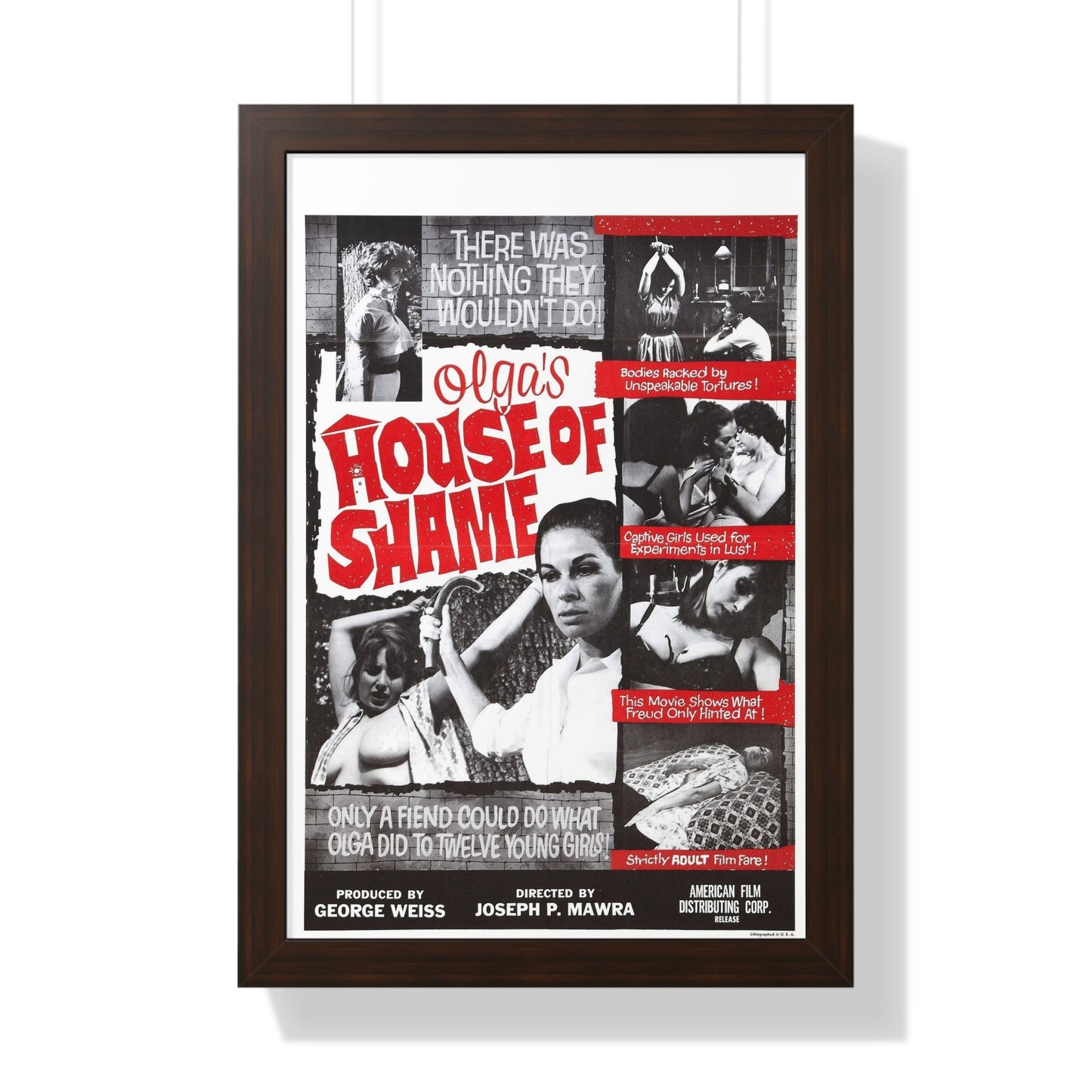 OLGA'S HOUSE OF SHAME 1964 - Framed Movie Poster-16″ x 24″-The Sticker Space