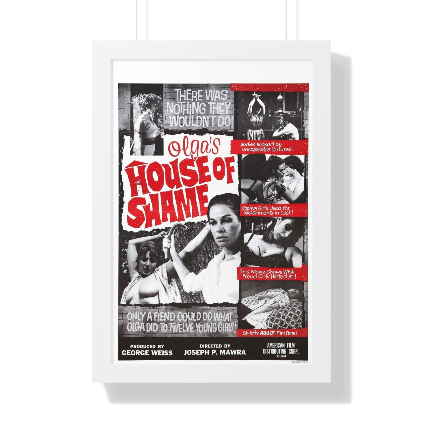 OLGA'S HOUSE OF SHAME 1964 - Framed Movie Poster-16″ x 24″-The Sticker Space