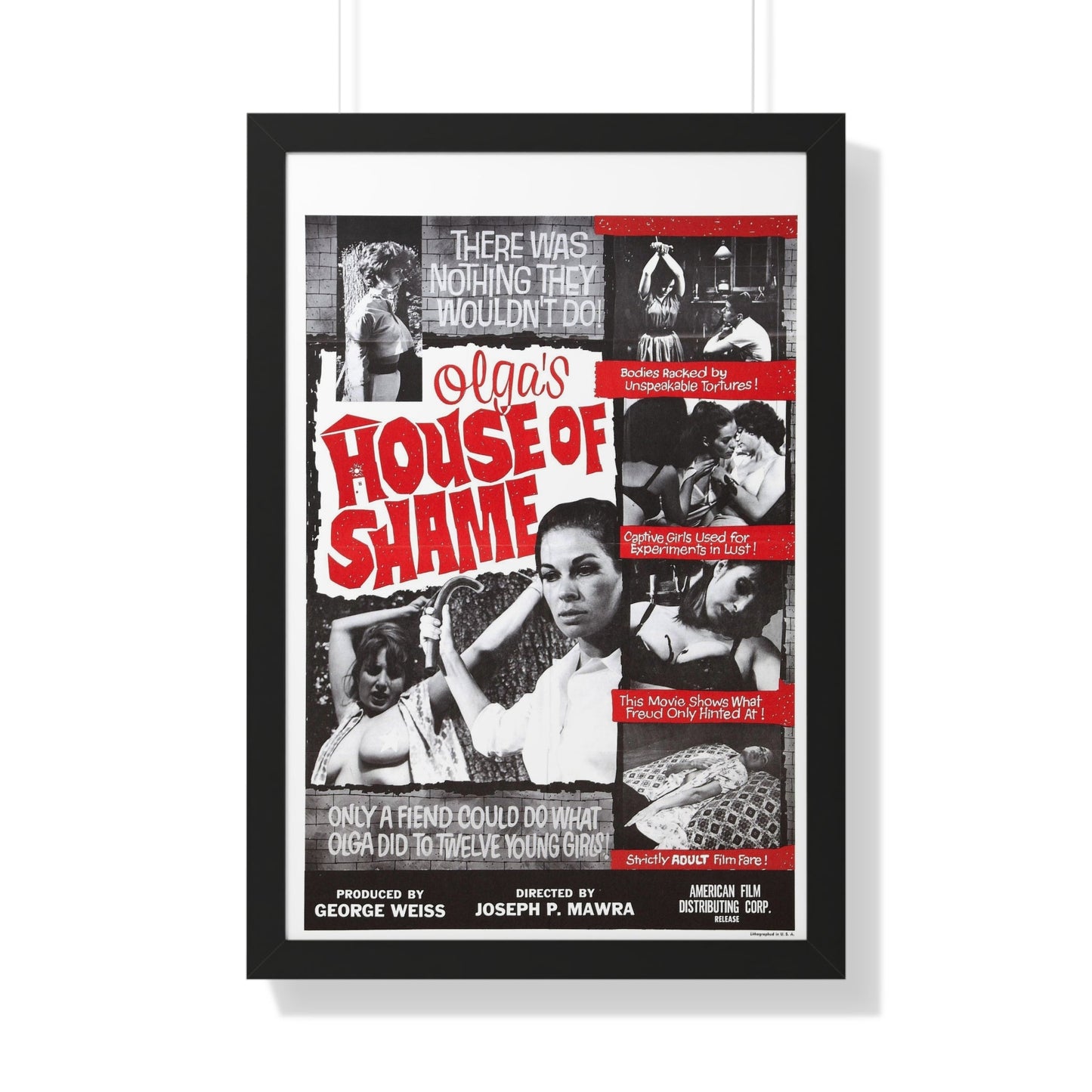 OLGA'S HOUSE OF SHAME 1964 - Framed Movie Poster-20" x 30"-The Sticker Space