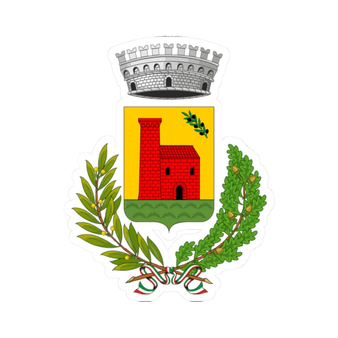 Olivadi-Stemma (Italy) (Coat of Arms) STICKER Vinyl Kiss-Cut Decal 2 Inch White - The Sticker Space