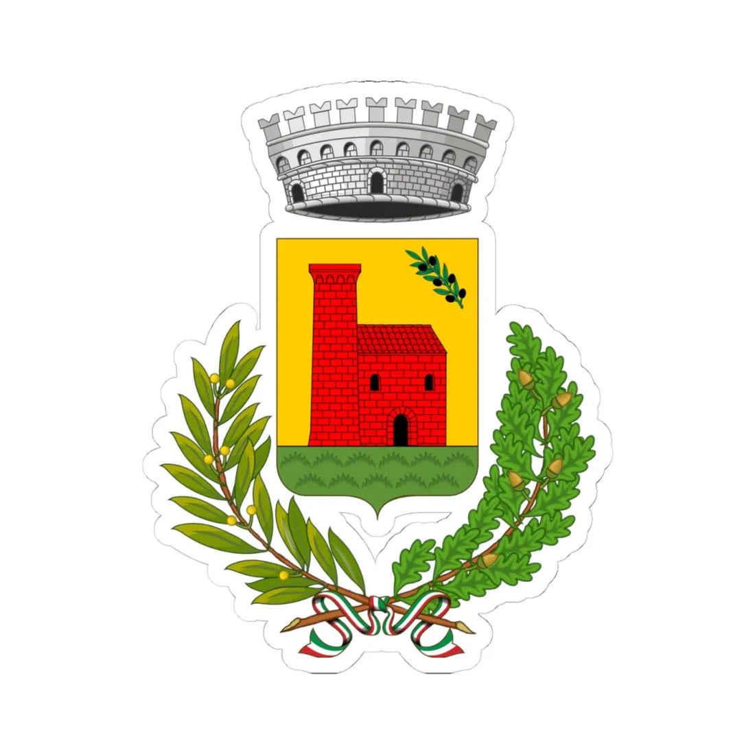 Olivadi-Stemma (Italy) (Coat of Arms) STICKER Vinyl Kiss-Cut Decal 4 Inch White - The Sticker Space