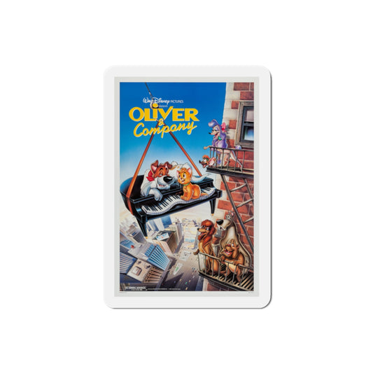 Oliver & Company 1988 Movie Poster Die-Cut Magnet-2" x 2"-The Sticker Space