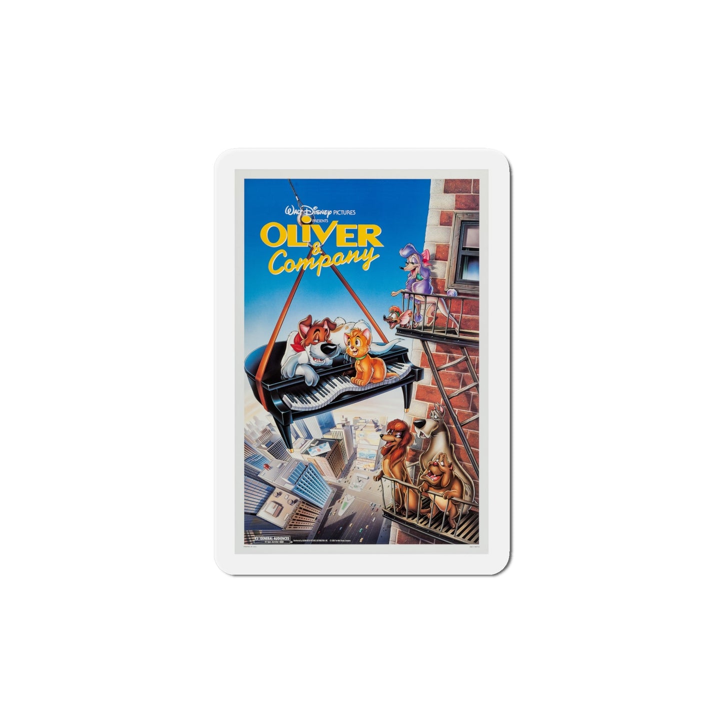 Oliver & Company 1988 Movie Poster Die-Cut Magnet-6 × 6"-The Sticker Space