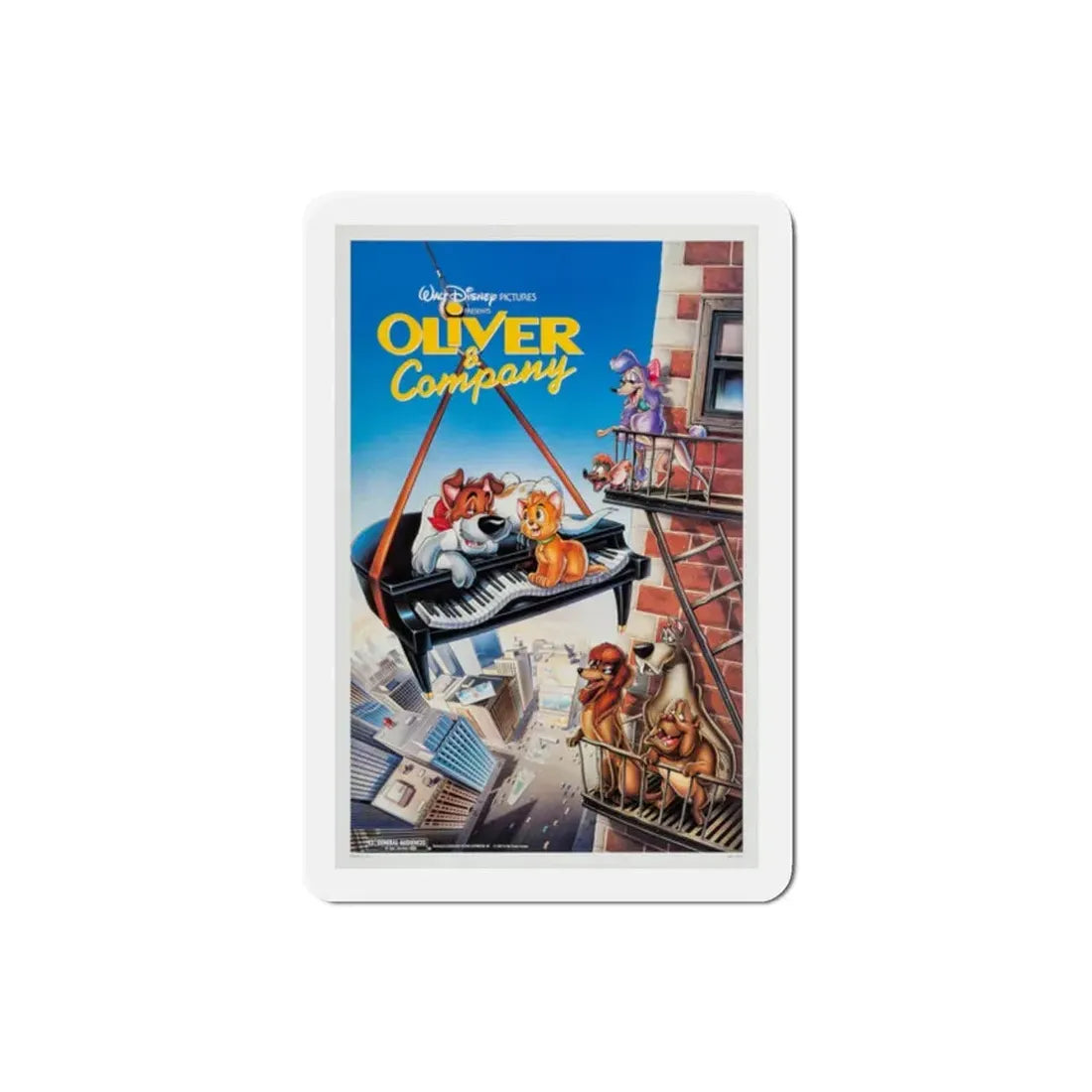 Oliver & Company 1988 Movie Poster Refrigerator Magnet 2 Inch - The Sticker Space