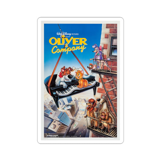 Oliver & Company 1988 Movie Poster STICKER Vinyl Die-Cut Decal-2 Inch-The Sticker Space