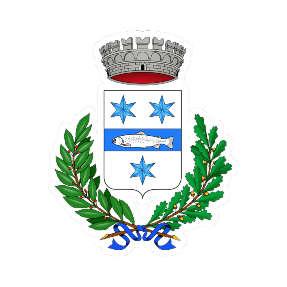 Olivetta San Michele-Stemma (Italy) (Coat of Arms) STICKER Vinyl Kiss-Cut Decal 2 Inch White - The Sticker Space