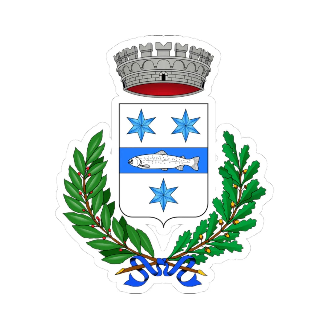 Olivetta San Michele-Stemma (Italy) (Coat of Arms) STICKER Vinyl Kiss-Cut Decal 3 Inch White - The Sticker Space