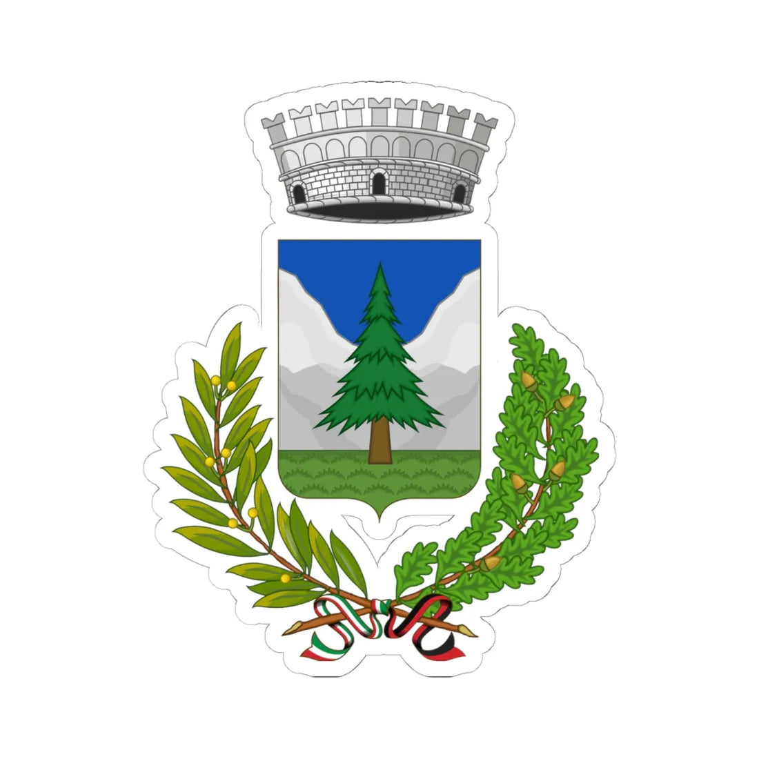 Ollomont-Stemma (Italy) (Coat of Arms) STICKER Vinyl Kiss-Cut Decal 6 Inch White - The Sticker Space