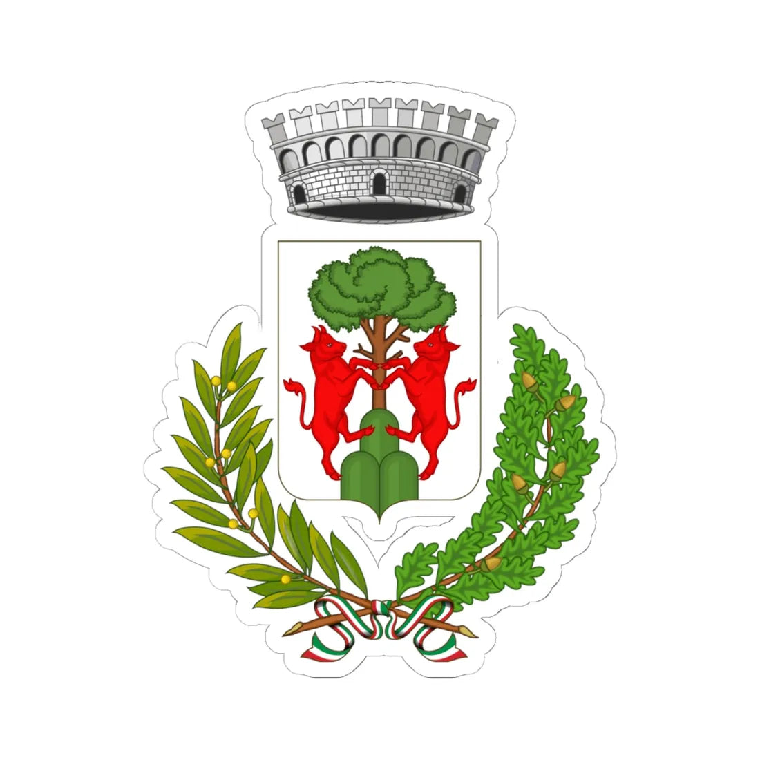 Olmedo-Stemma (Italy) (Coat of Arms) STICKER Vinyl Kiss-Cut Decal 6 Inch White - The Sticker Space