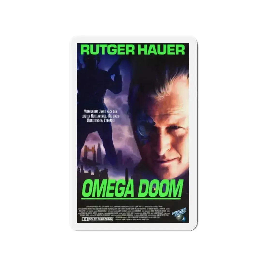 OMEGA DOOM (GERMAN) 1996 Movie Poster - Refrigerator Magnet 2 Inch Die-Cut - The Sticker Space