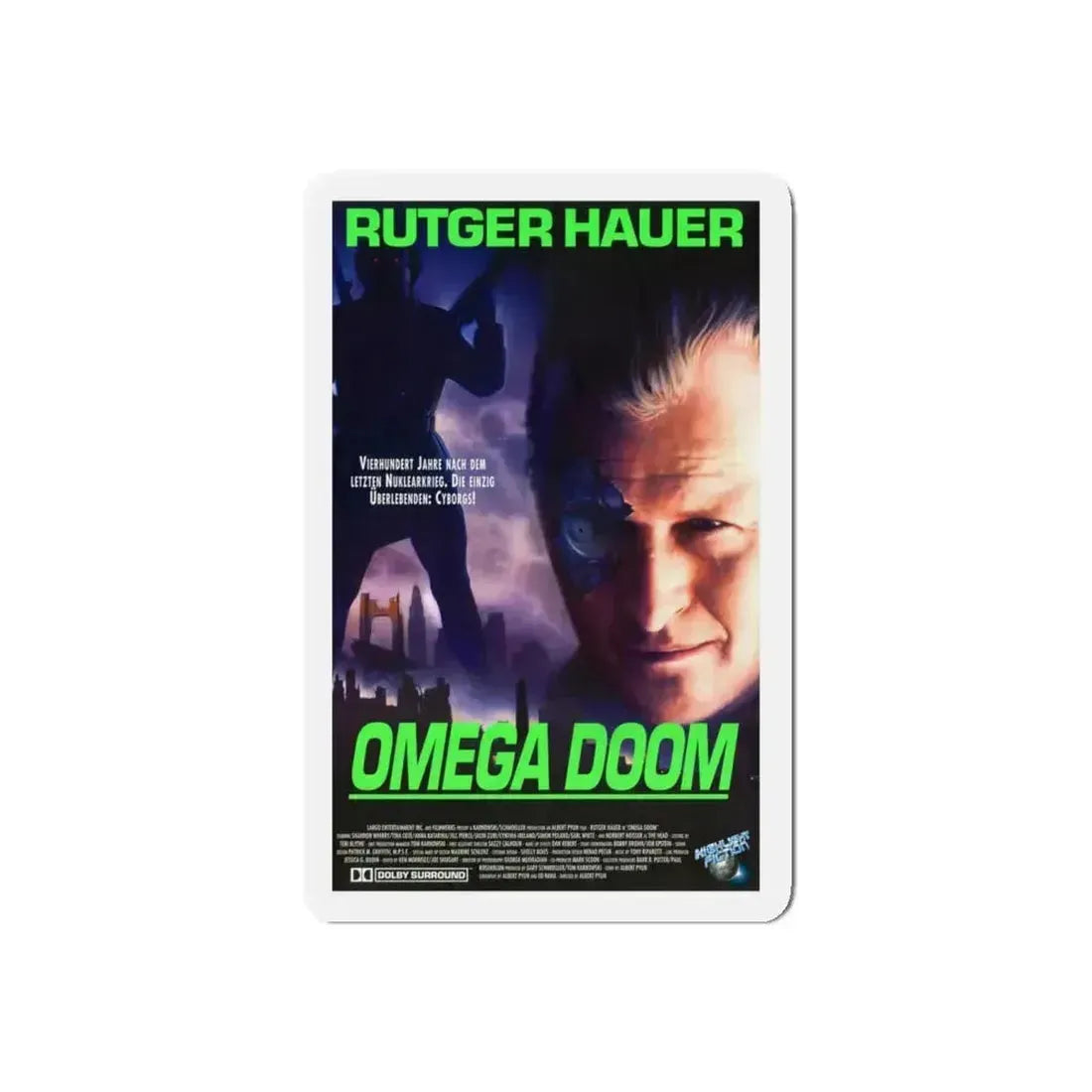 OMEGA DOOM (GERMAN) 1996 Movie Poster - Refrigerator Magnet 4 Inch Die-Cut - The Sticker Space