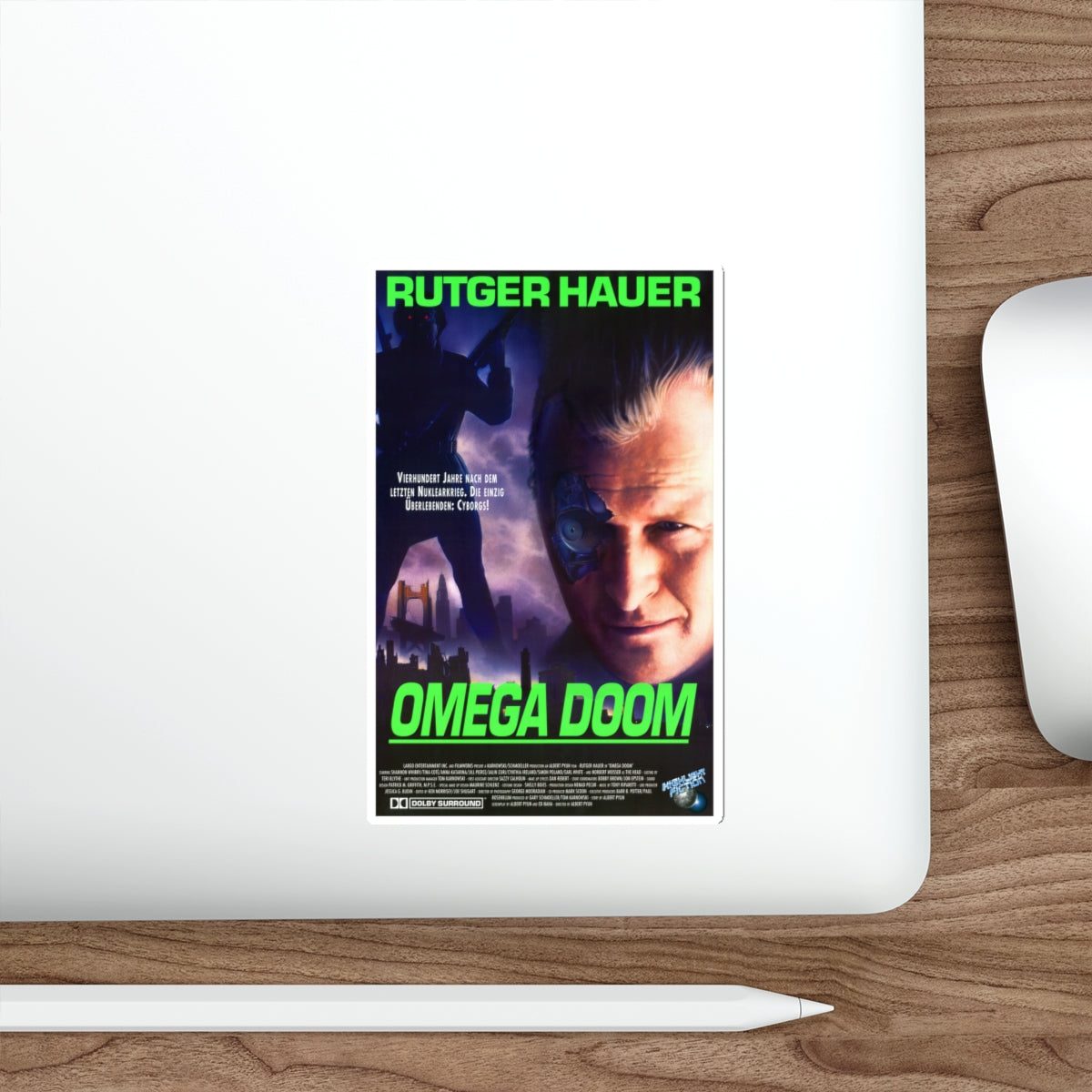 OMEGA DOOM (GERMAN) 1996 Movie Poster STICKER Vinyl Die-Cut Decal-The Sticker Space