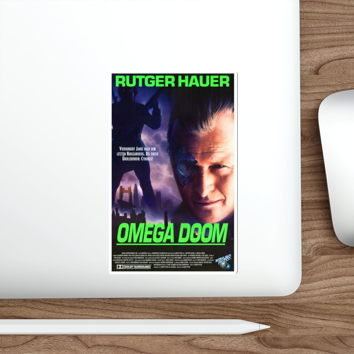 OMEGA DOOM (GERMAN) 1996 Movie Poster STICKER Vinyl Die-Cut Decal-The Sticker Space