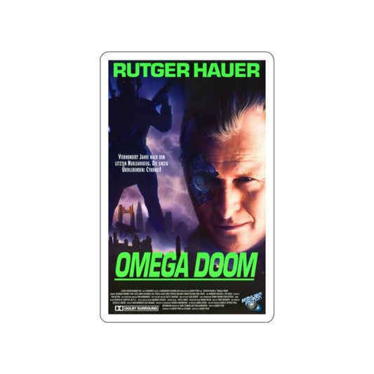 OMEGA DOOM (GERMAN) 1996 Movie Poster STICKER Vinyl Die-Cut Decal-White-The Sticker Space