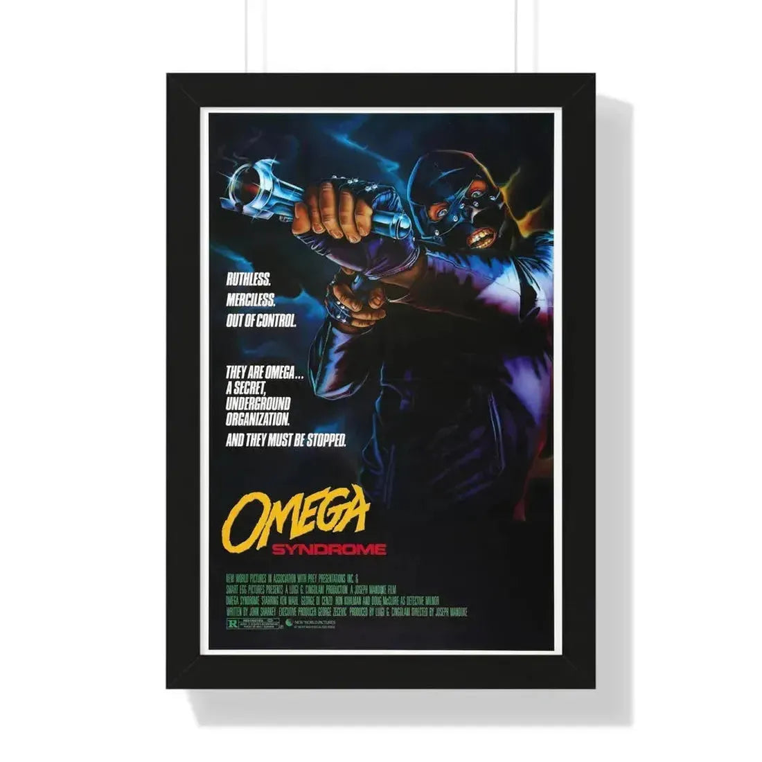 OMEGA SYNDROME 1986 - Framed Movie Poster 16″ x 24″ Black - The Sticker Space