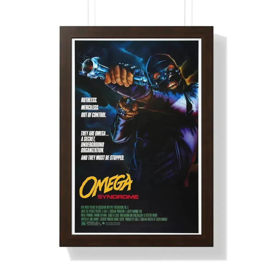 OMEGA SYNDROME 1986 - Framed Movie Poster 16″ x 24″ Walnut - The Sticker Space