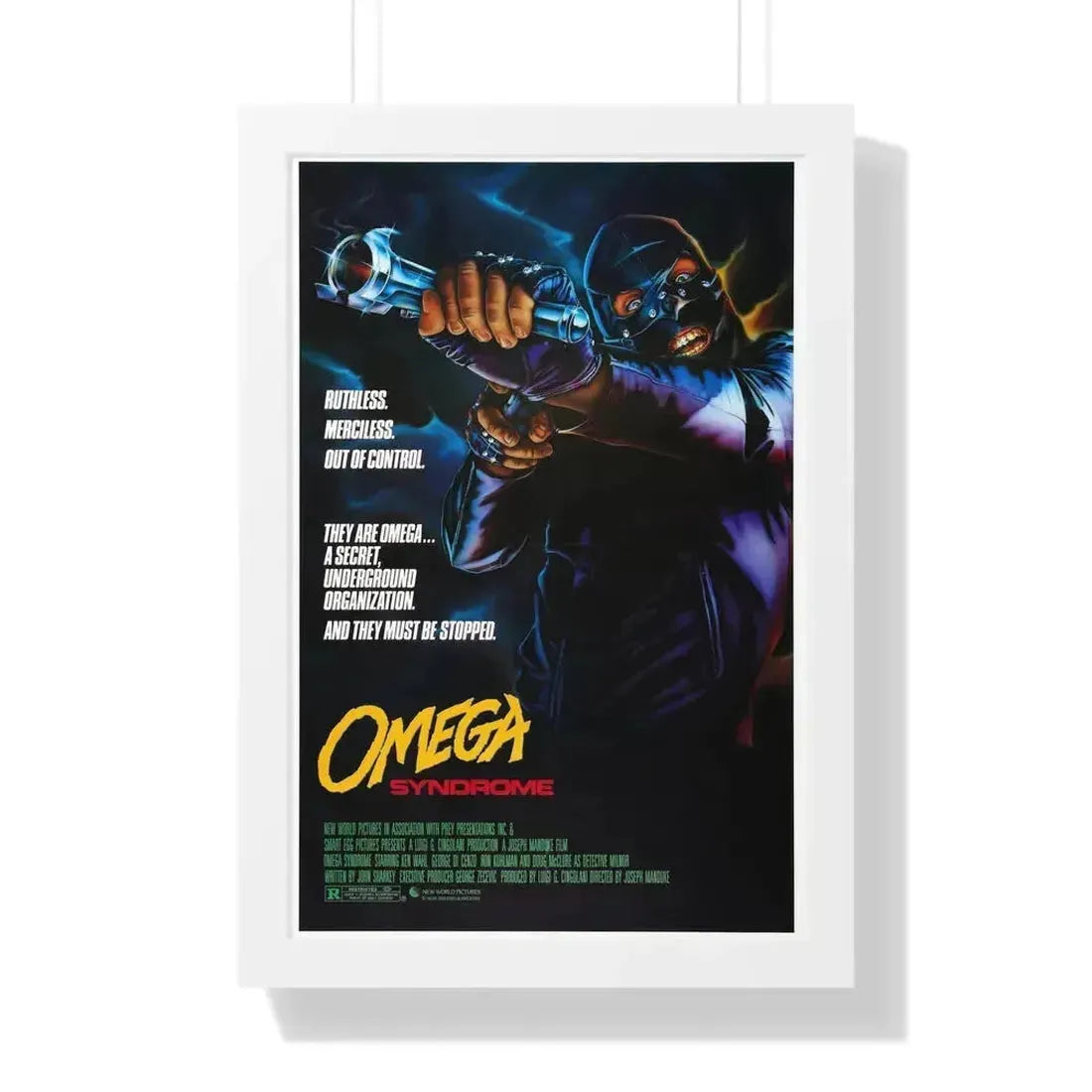 OMEGA SYNDROME 1986 - Framed Movie Poster 16″ x 24″ White - The Sticker Space