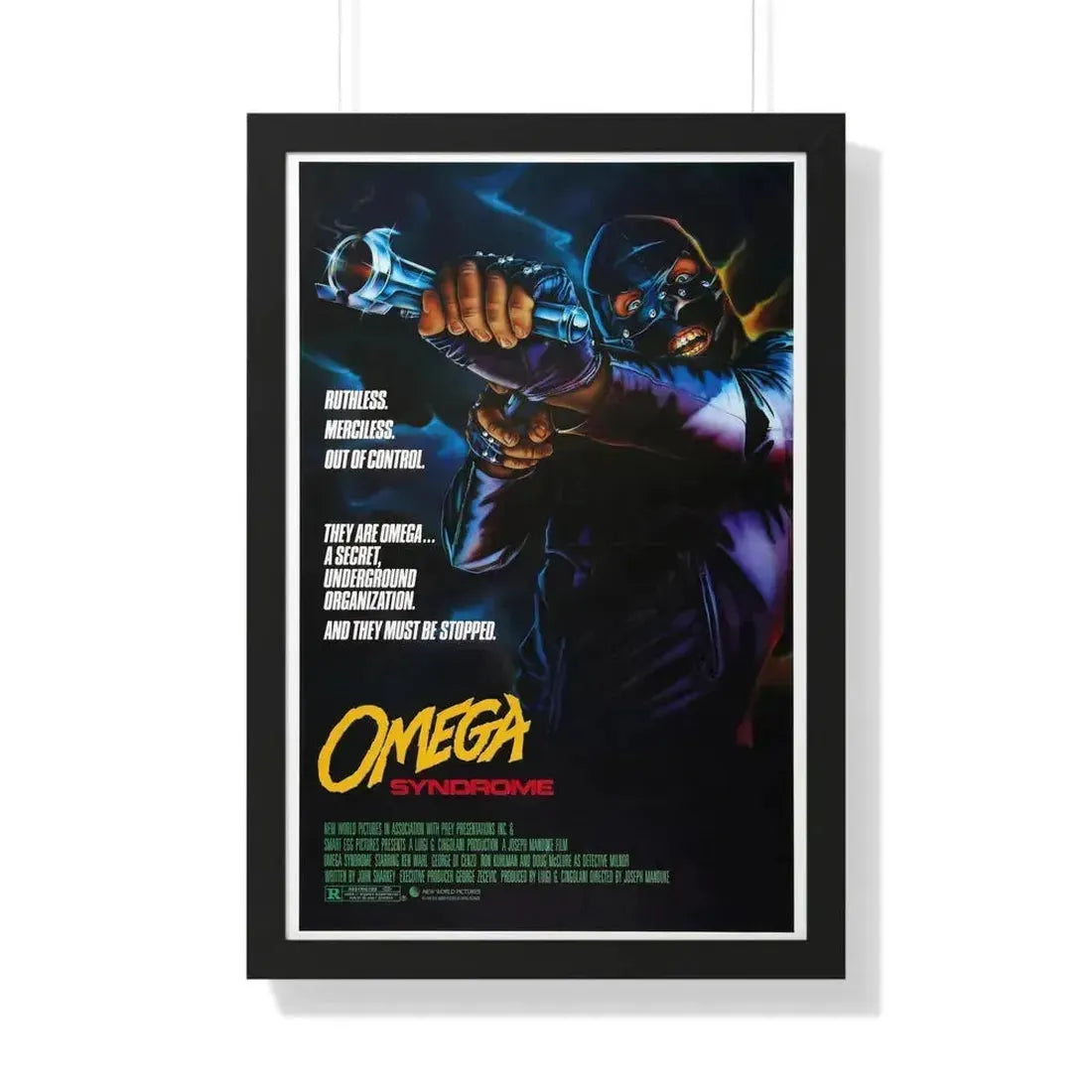 OMEGA SYNDROME 1986 - Framed Movie Poster 20" x 30" Black - The Sticker Space