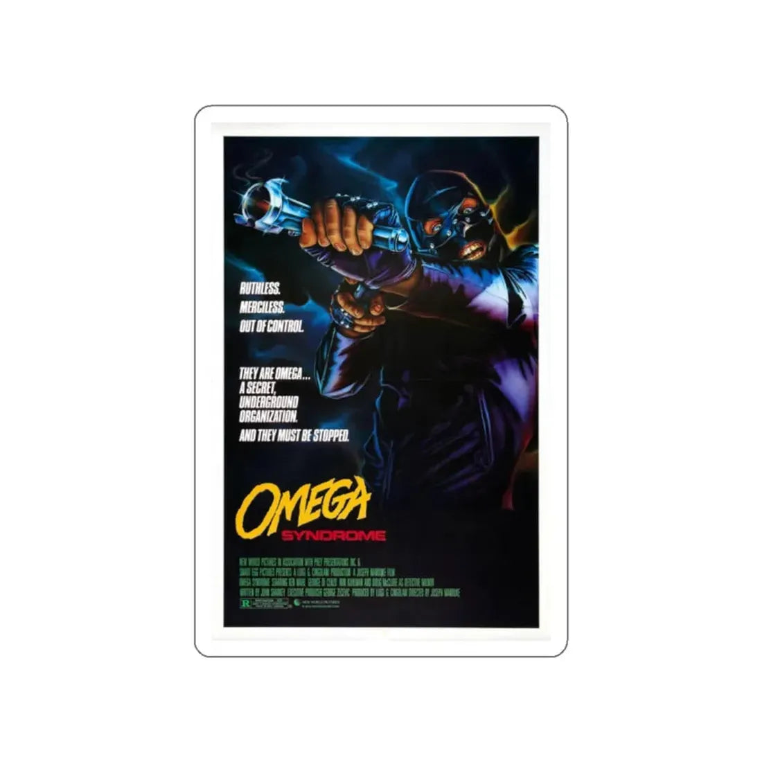 OMEGA SYNDROME 1986 Movie Poster STICKER Vinyl Die-Cut Decal 2 Inch - The Sticker Space