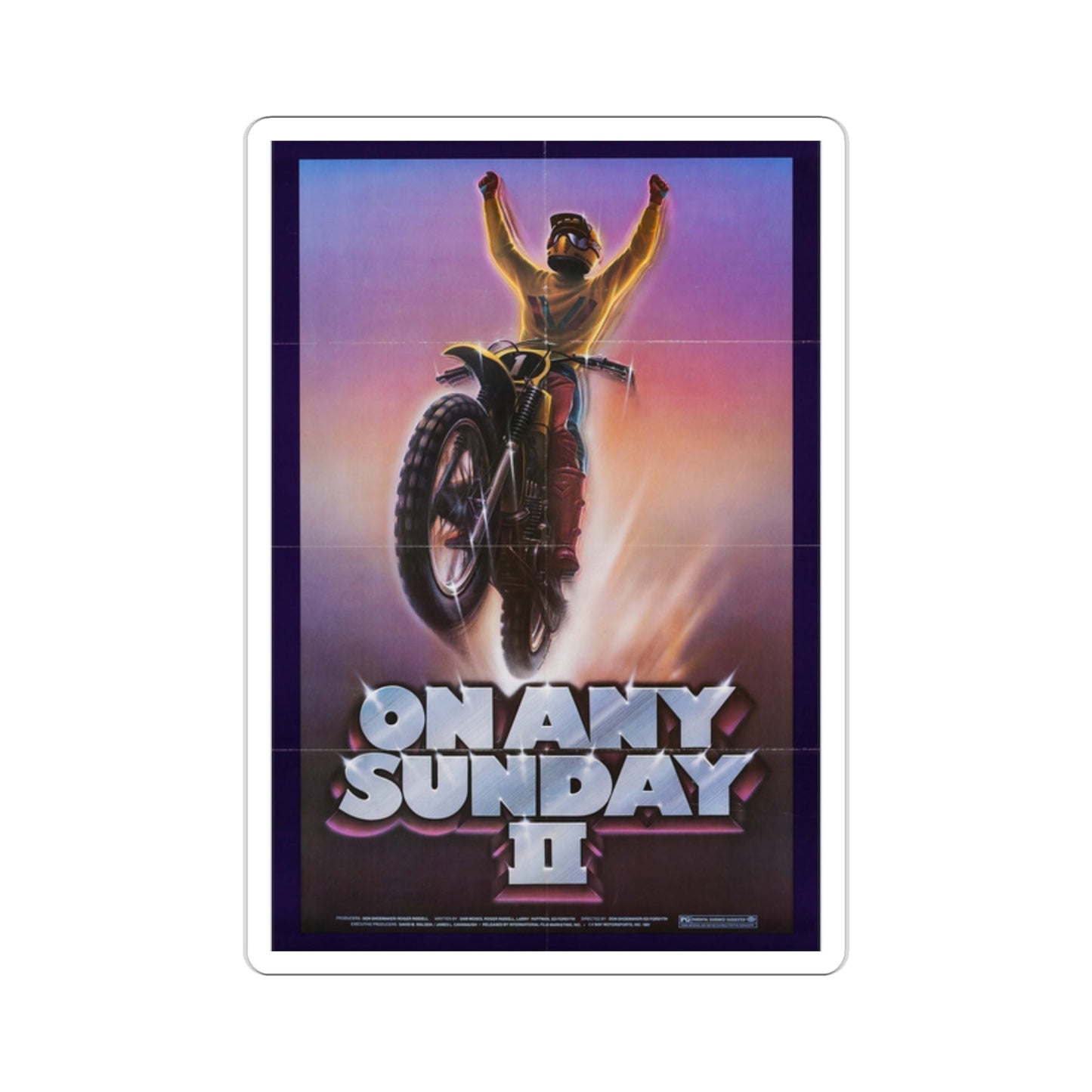 On Any Sunday II 1981 Movie Poster STICKER Vinyl Die-Cut Decal-2 Inch-The Sticker Space