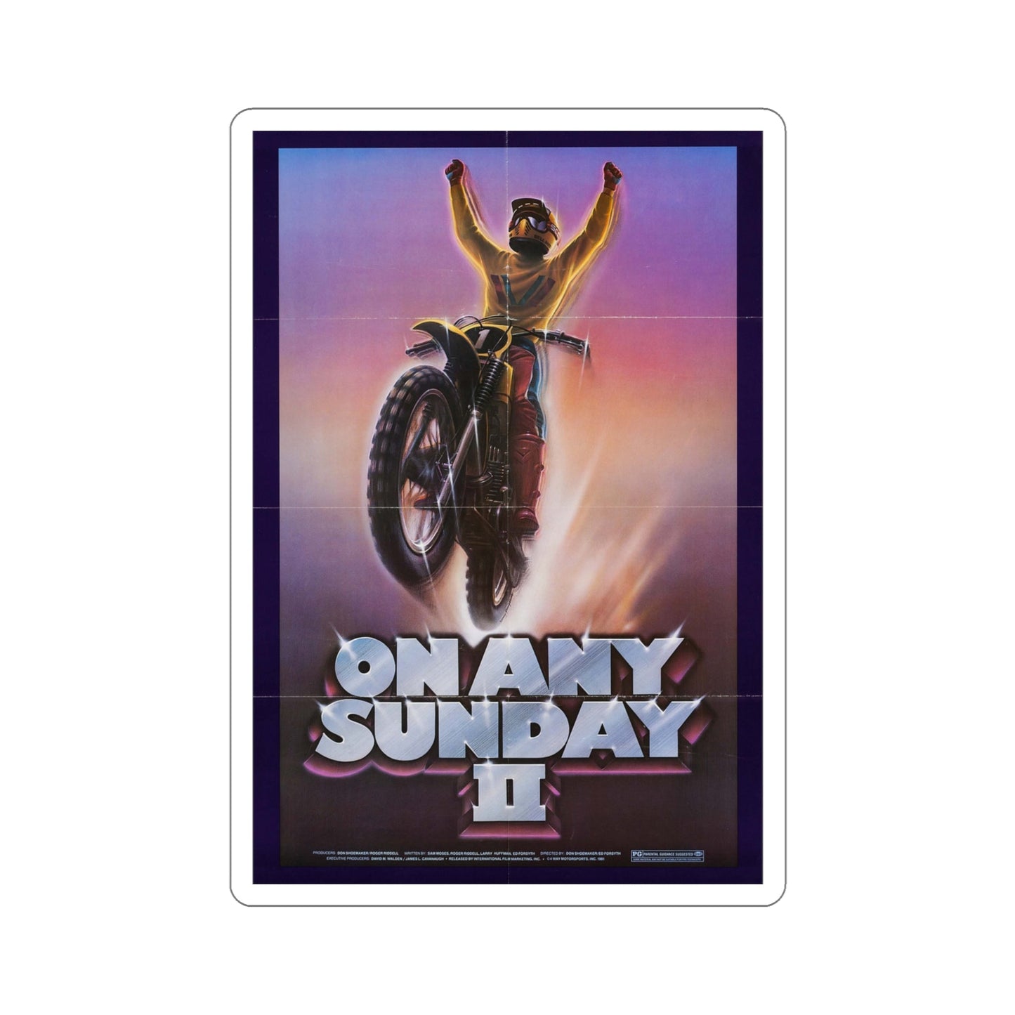 On Any Sunday II 1981 Movie Poster STICKER Vinyl Die-Cut Decal-4 Inch-The Sticker Space