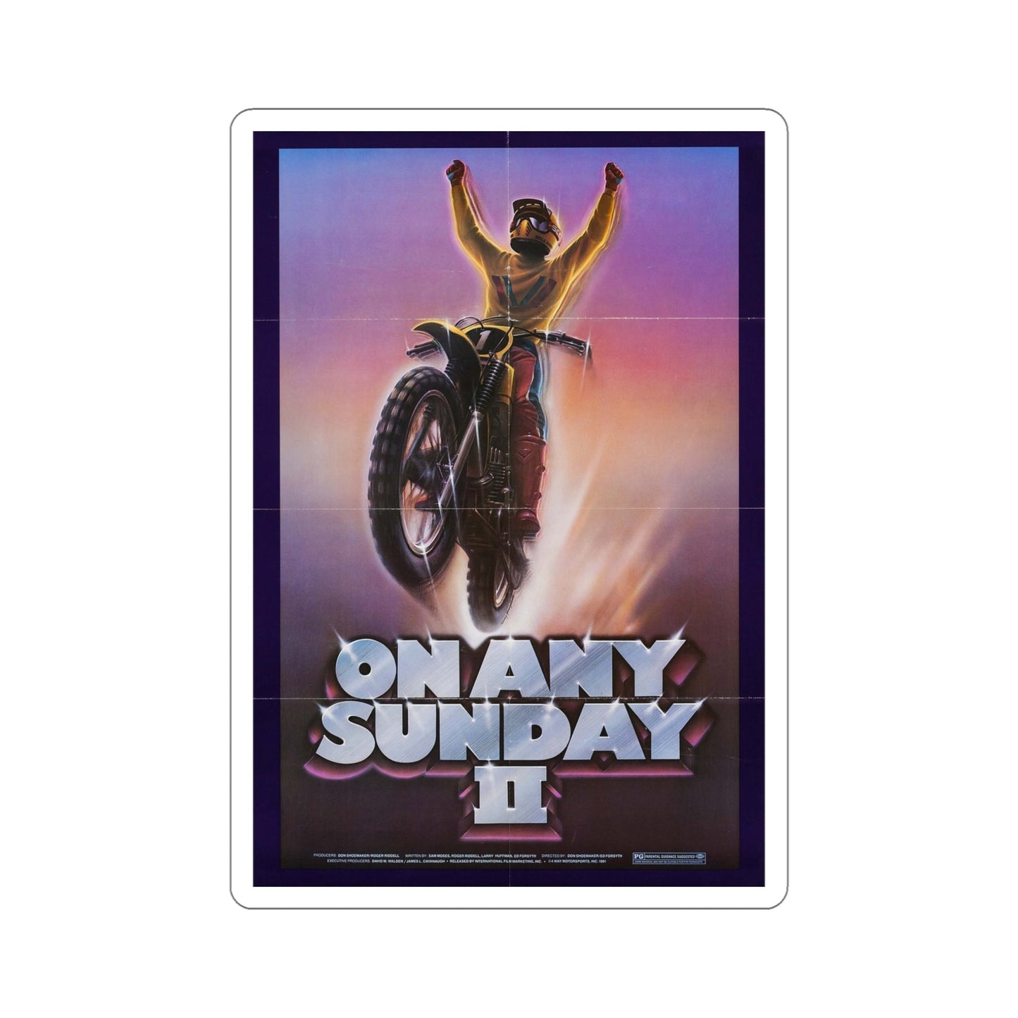 On Any Sunday II 1981 Movie Poster STICKER Vinyl Die-Cut Decal-5 Inch-The Sticker Space