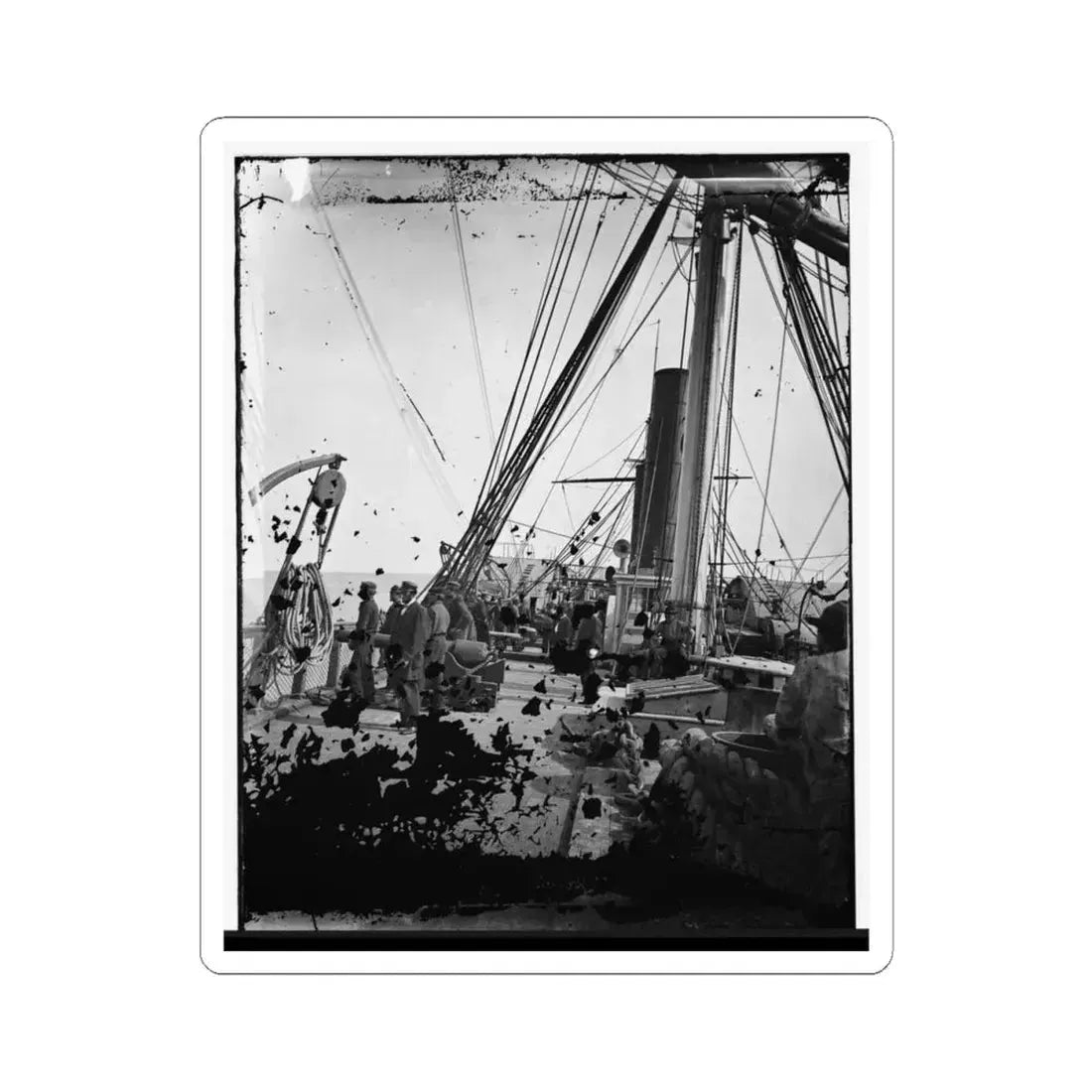 On Deck of U.S.S. Arago, Off Charleston, Sc (U.S. Civil War) STICKER Vinyl Kiss-Cut Decal 4 Inch White - The Sticker Space