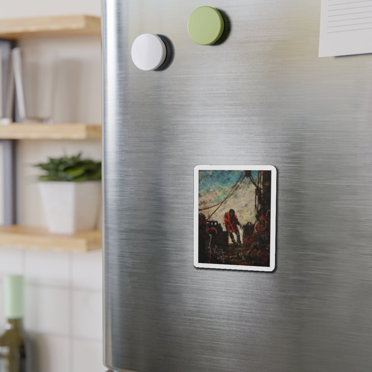 On Deck, Treasure Island interior illustration (Magazine Illustration) Refrigerator Magnet-The Sticker Space