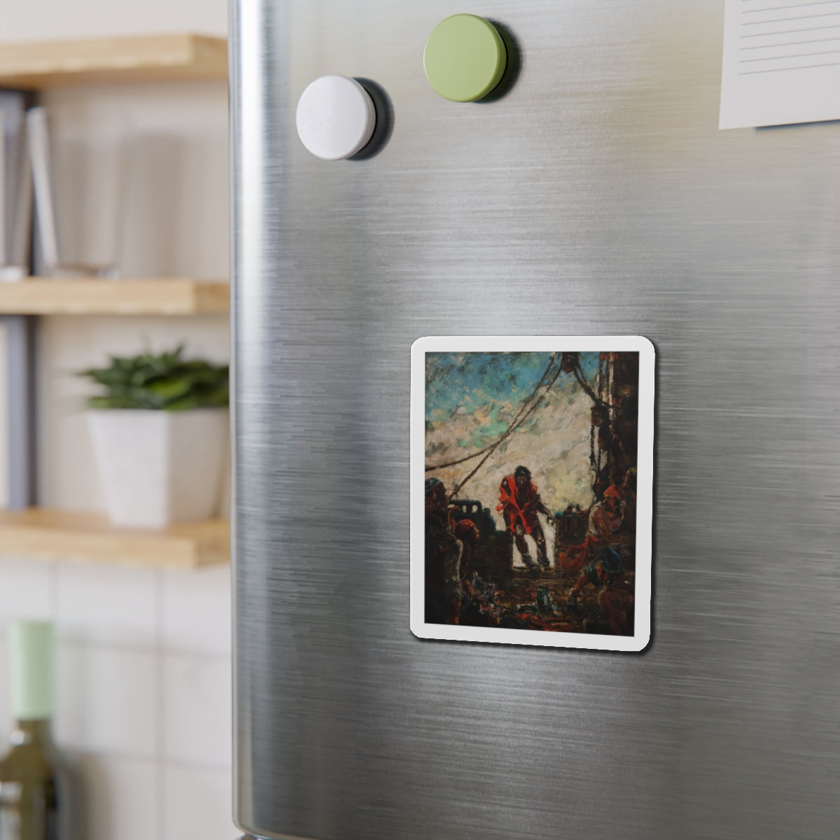 On Deck, Treasure Island interior illustration (Magazine Illustration) Refrigerator Magnet-The Sticker Space