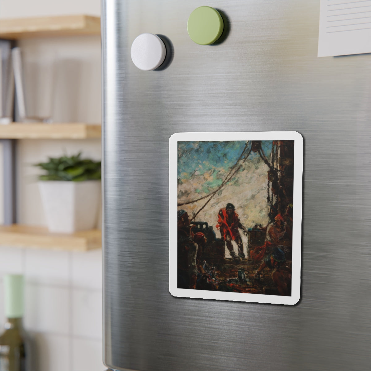 On Deck, Treasure Island interior illustration (Magazine Illustration) Refrigerator Magnet-The Sticker Space