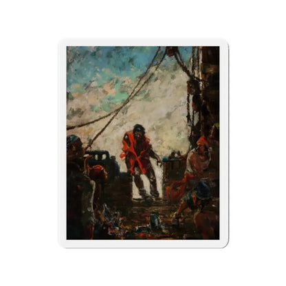 On Deck, Treasure Island interior illustration (Magazine Illustration) Refrigerator Magnet 2 Inch - The Sticker Space