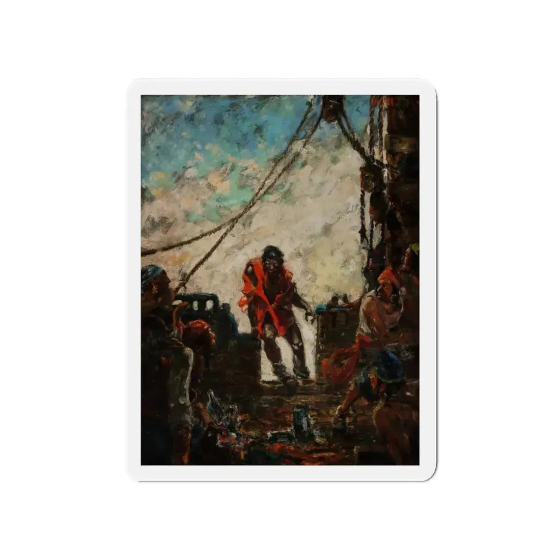 On Deck, Treasure Island interior illustration (Magazine Illustration) Refrigerator Magnet 4 Inch - The Sticker Space