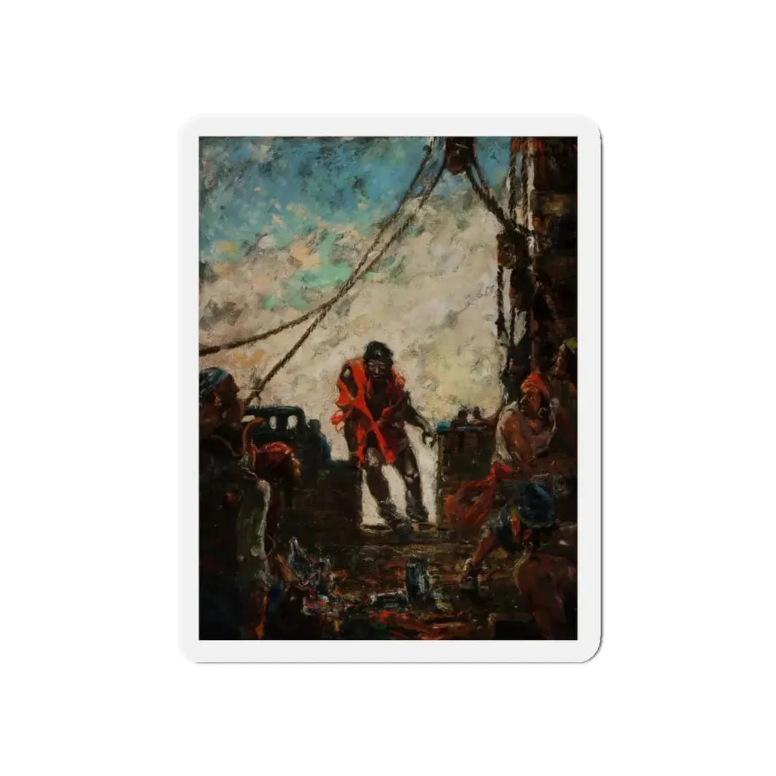 On Deck, Treasure Island interior illustration (Magazine Illustration) Refrigerator Magnet 5 Inch - The Sticker Space