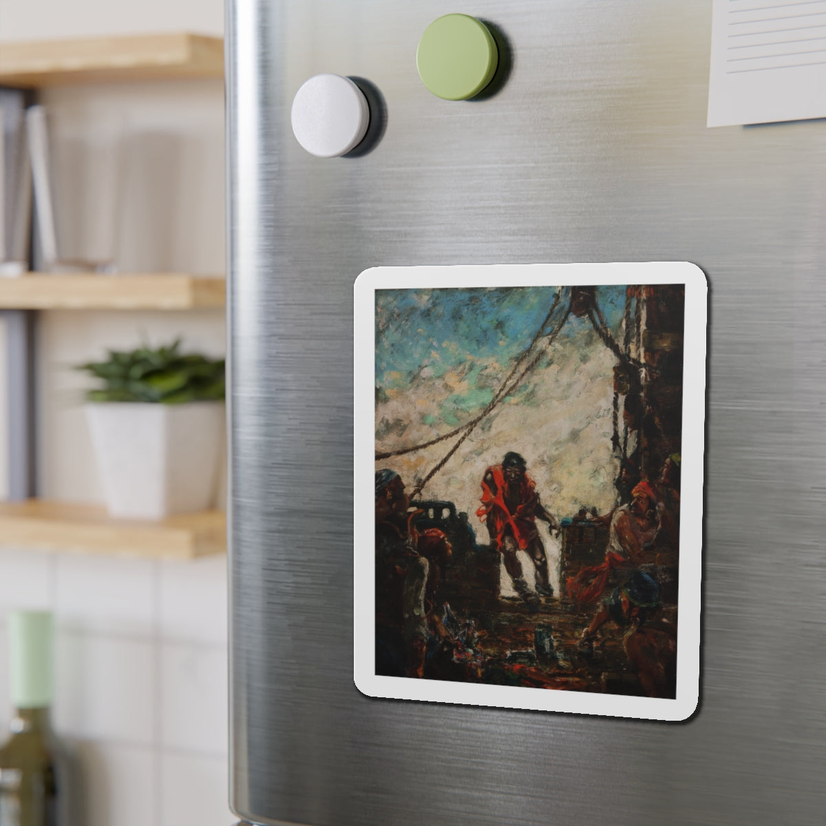 On Deck, Treasure Island interior illustration (Magazine Illustration) Refrigerator Magnet-The Sticker Space