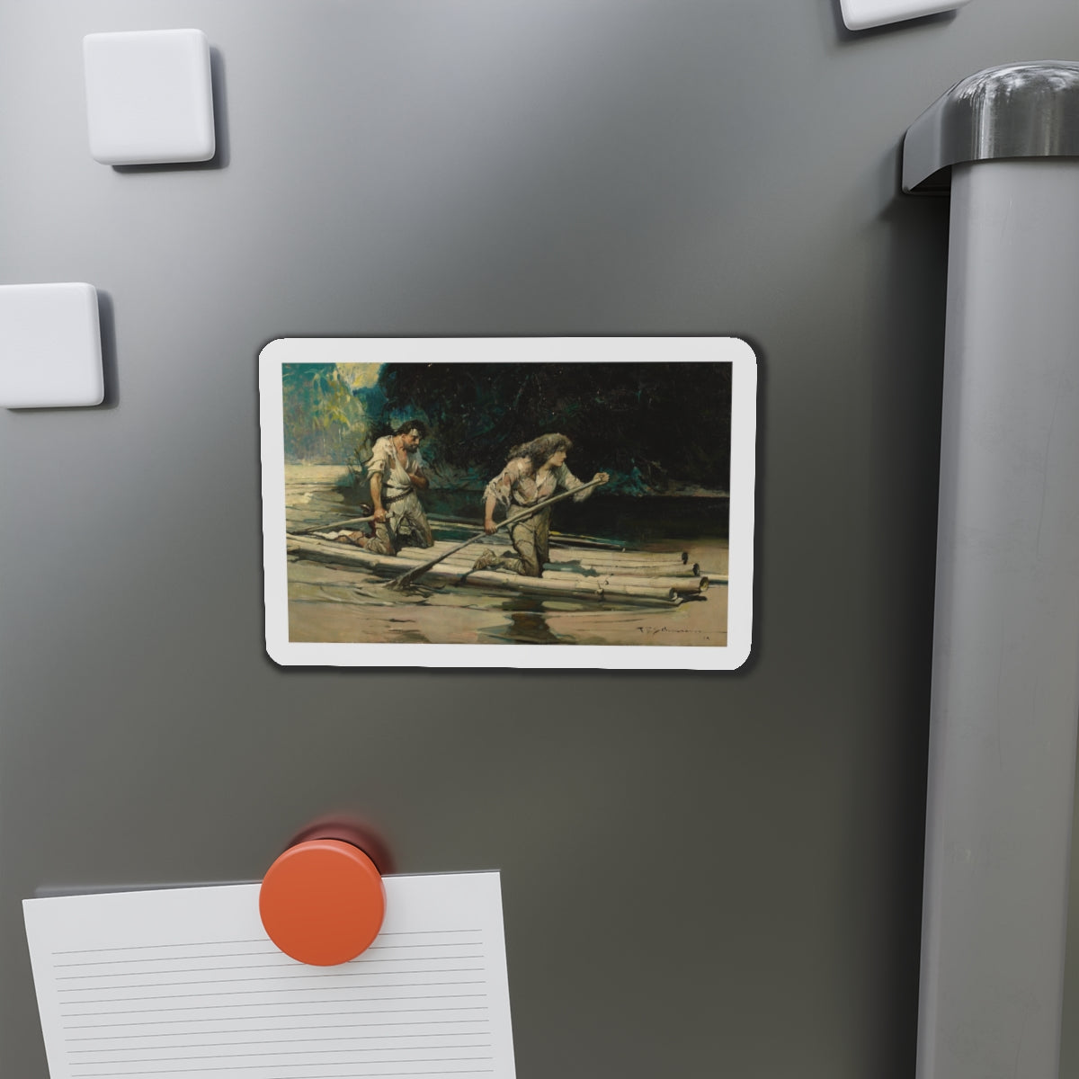 On Drifted a Short Raft Carrying a Man and a Maid, Country Gentleman illustration, March 23, 1923 (Magazine Illustration) Refrigerator Magnet-The Sticker Space