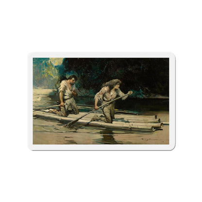 On Drifted a Short Raft Carrying a Man and a Maid, Country Gentleman illustration, March 23, 1923 (Magazine Illustration) Refrigerator Magnet-3" x 3"-The Sticker Space