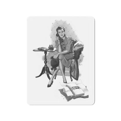 On Hold with Customer Service, 1943 (Magazine Illustration) Refrigerator Magnet - The Sticker Space