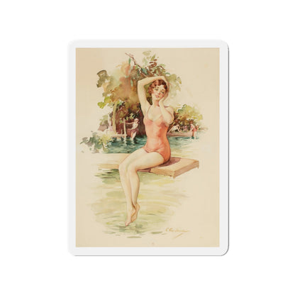 On the Diving Board (Magazine Illustration) Refrigerator Magnet-3" x 3"-The Sticker Space