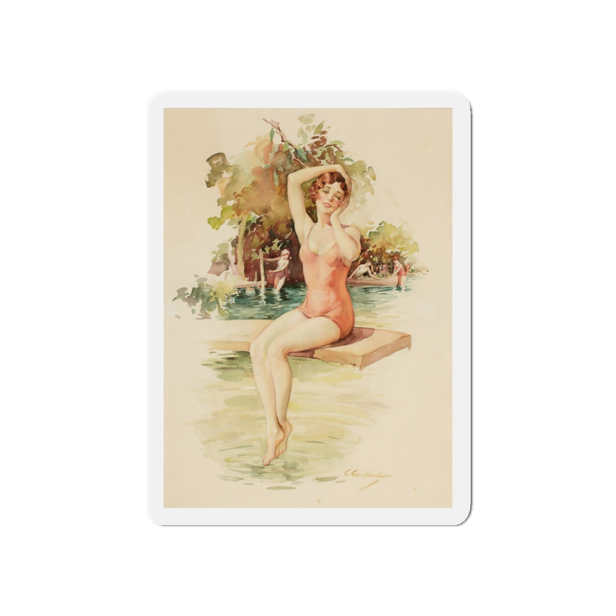 On the Diving Board (Magazine Illustration) Refrigerator Magnet-5" x 5"-The Sticker Space