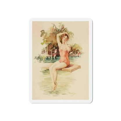 On the Diving Board (Magazine Illustration) Refrigerator Magnet - The Sticker Space