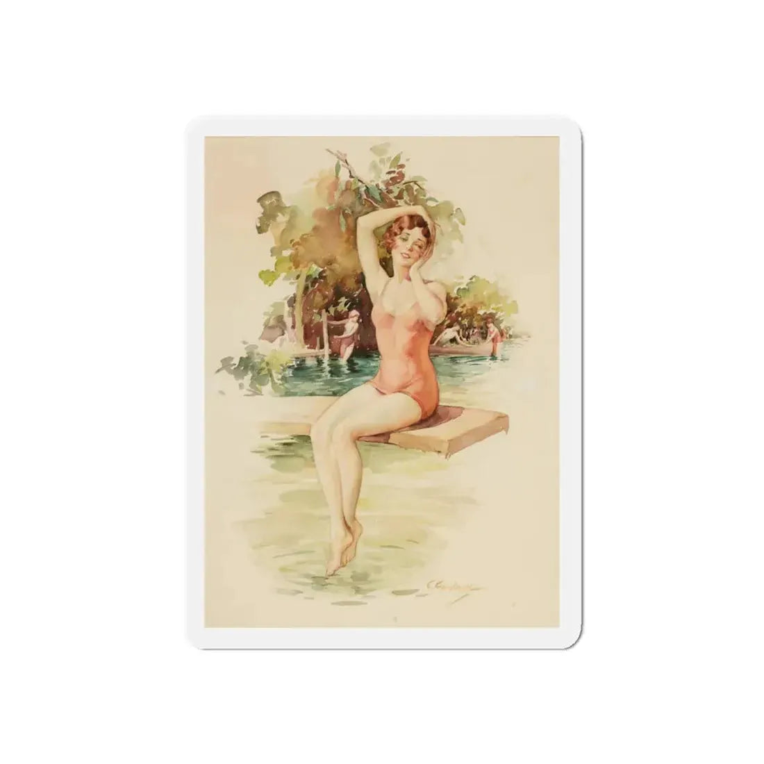 On the Diving Board (Magazine Illustration) Refrigerator Magnet - The Sticker Space