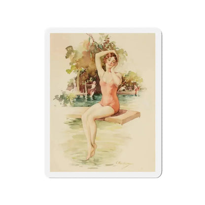 On the Diving Board (Magazine Illustration) Refrigerator Magnet - The Sticker Space