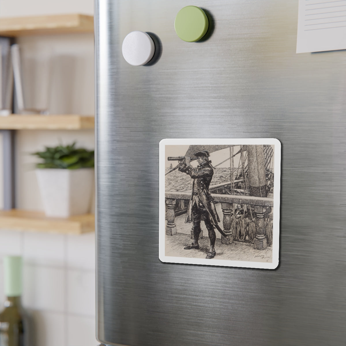 On the Lookout (Magazine Illustration) Refrigerator Magnet-The Sticker Space