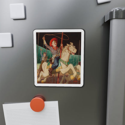 On the Merry-Go-Round, calendar illustration (Magazine Illustration) Refrigerator Magnet-The Sticker Space