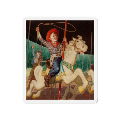 On the Merry-Go-Round, calendar illustration (Magazine Illustration) Refrigerator Magnet-4" x 4"-The Sticker Space