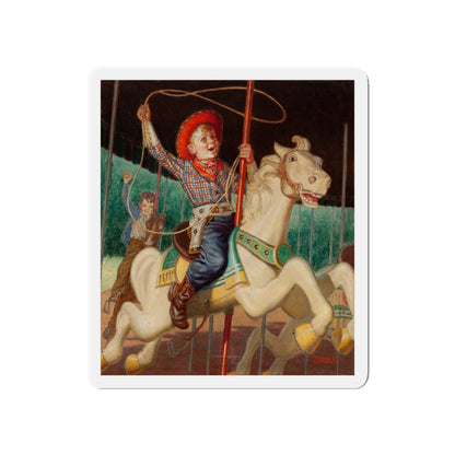 On the Merry-Go-Round, calendar illustration (Magazine Illustration) Refrigerator Magnet-5" x 5"-The Sticker Space