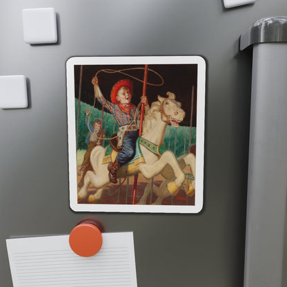 On the Merry-Go-Round, calendar illustration (Magazine Illustration) Refrigerator Magnet-The Sticker Space