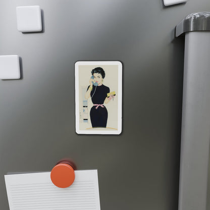 On the Phone (Magazine Illustration) Refrigerator Magnet-The Sticker Space