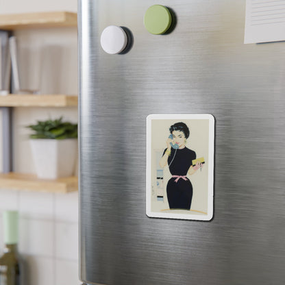 On the Phone (Magazine Illustration) Refrigerator Magnet-The Sticker Space